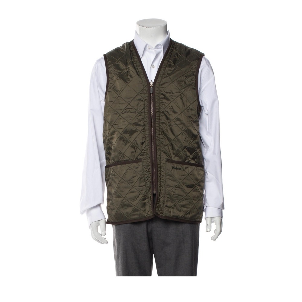 Barbour Polarquilt Waistcoat Zip-In Liner Green Quilted Fleece Vest Mens‎ M NWT